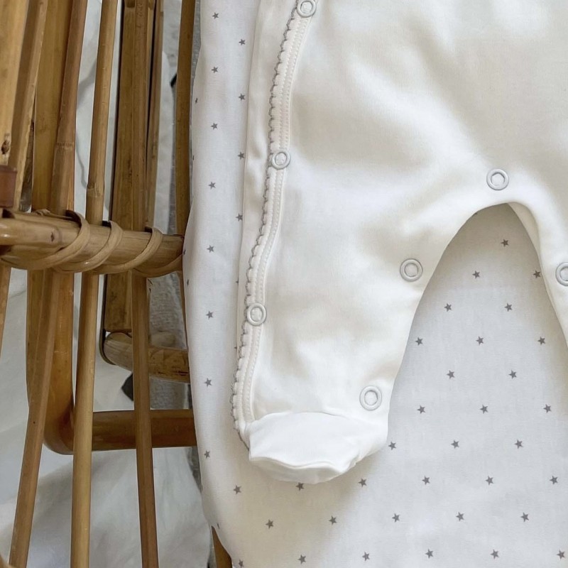 Pyjama fin bébé en coton bio coudières grises