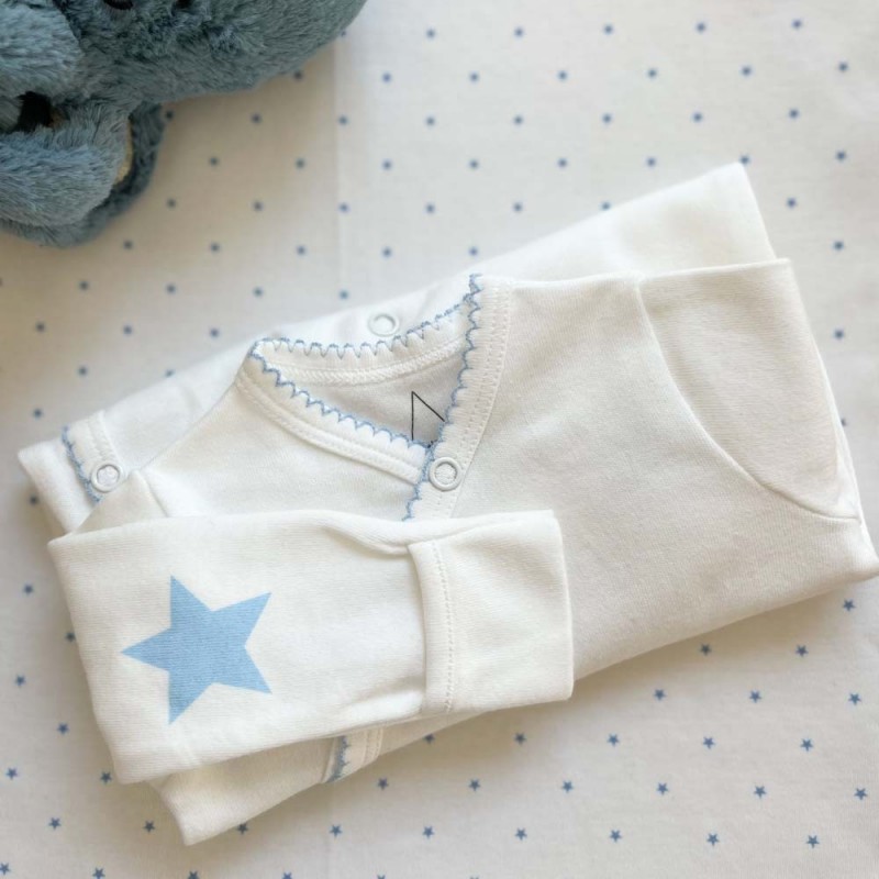Pyjama bio bébé garçon avec coudières bleu