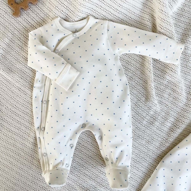 Pyjama bébé en coton bio étoiles bleues